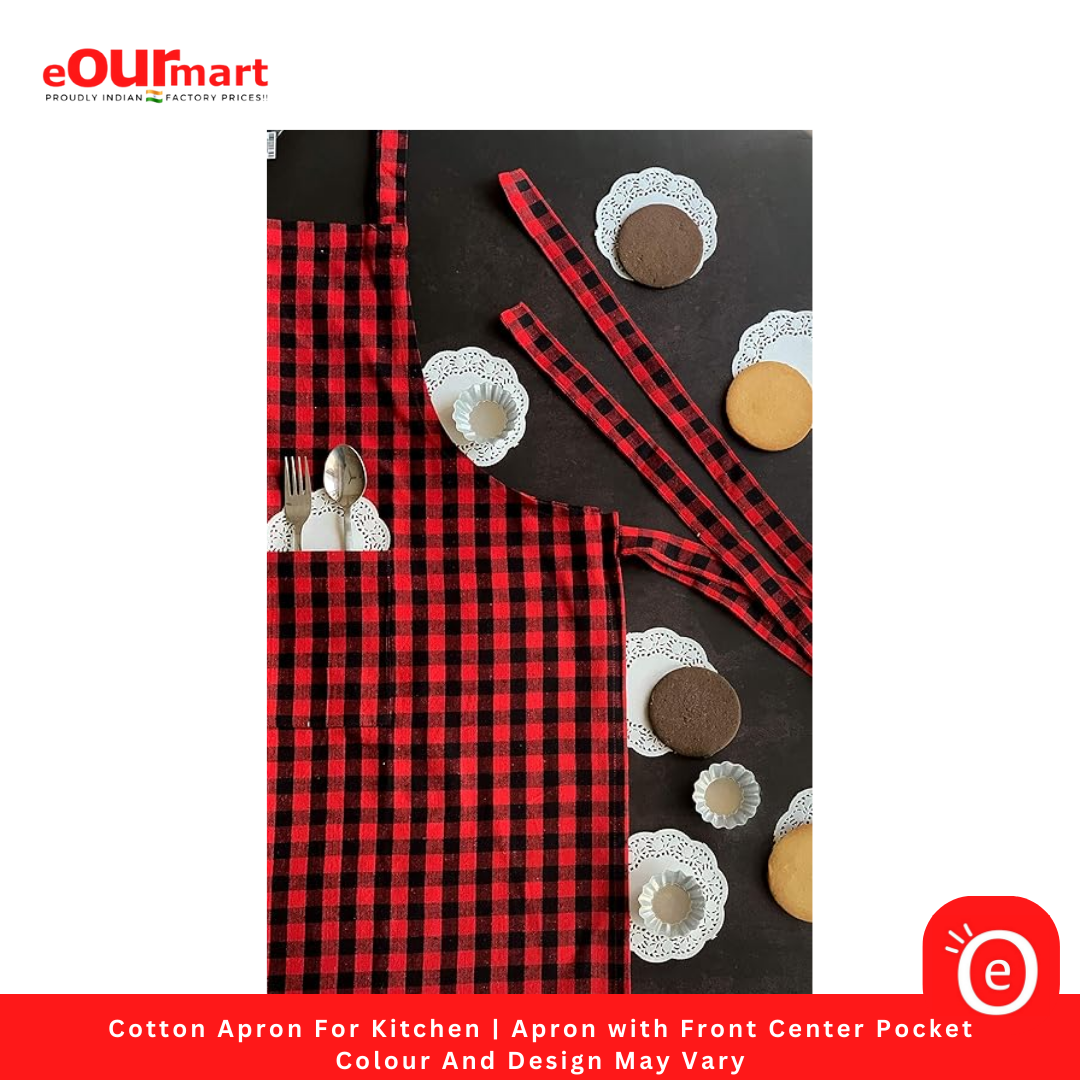 Cotton Apron For Kitchen | Apron with Front Center Pocket