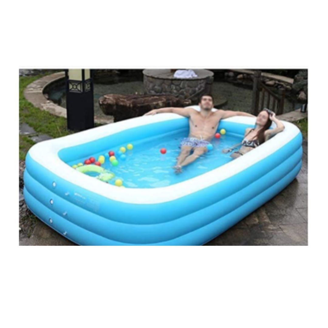 Inflatable Swimming Pool for Kids, Size 10 Feet | Indoor Outdoor Garden Water Play Fun Party Pool - 10ft x 6ft (Colour & Design May Vary)