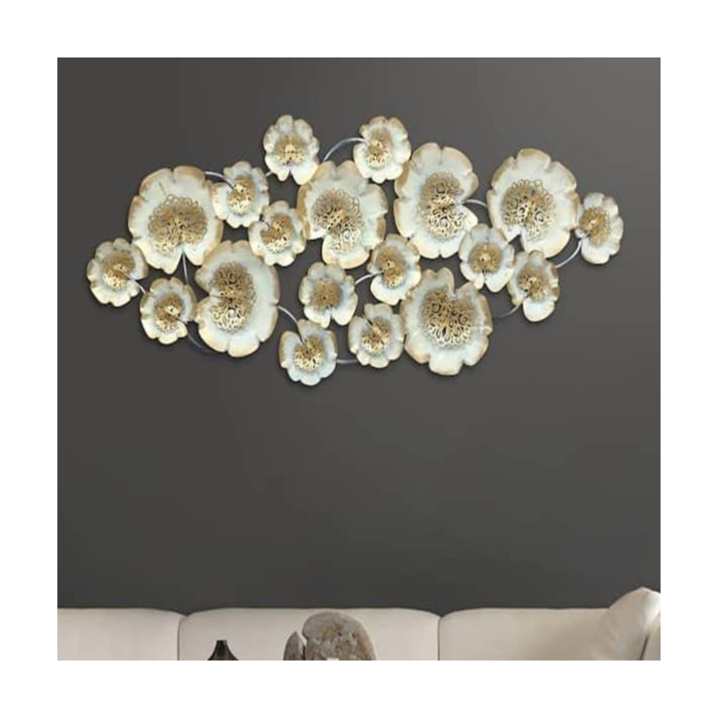 Metal Wall Art White Jali Side Decor