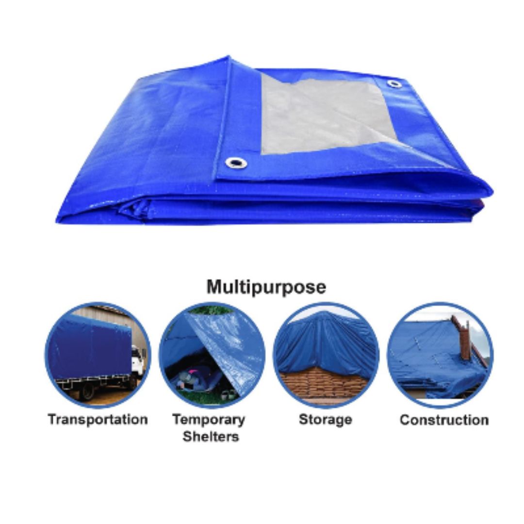 Tarpaulin Sheet - Waterproof Tirpal 9 Ft X 6 Ft Poly Tadpatri - Multipurpose (120 GSM, Multicolor)