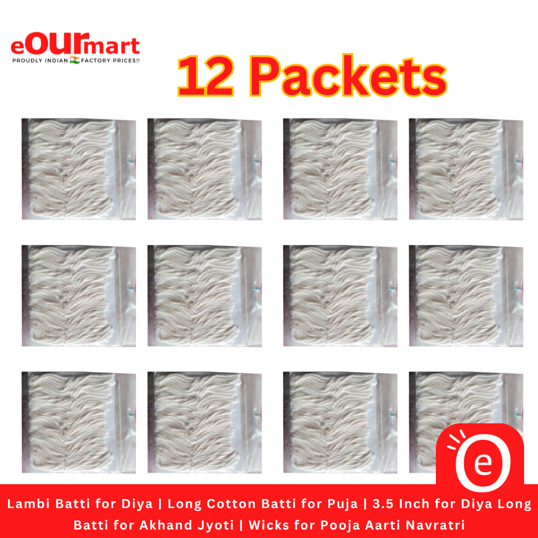 Lambi Batti for Diya | Long Cotton Batti for Puja | 3.5 Inch for Diya Long Batti for Akhand Jyoti | Wicks for Pooja Aarti Navratri