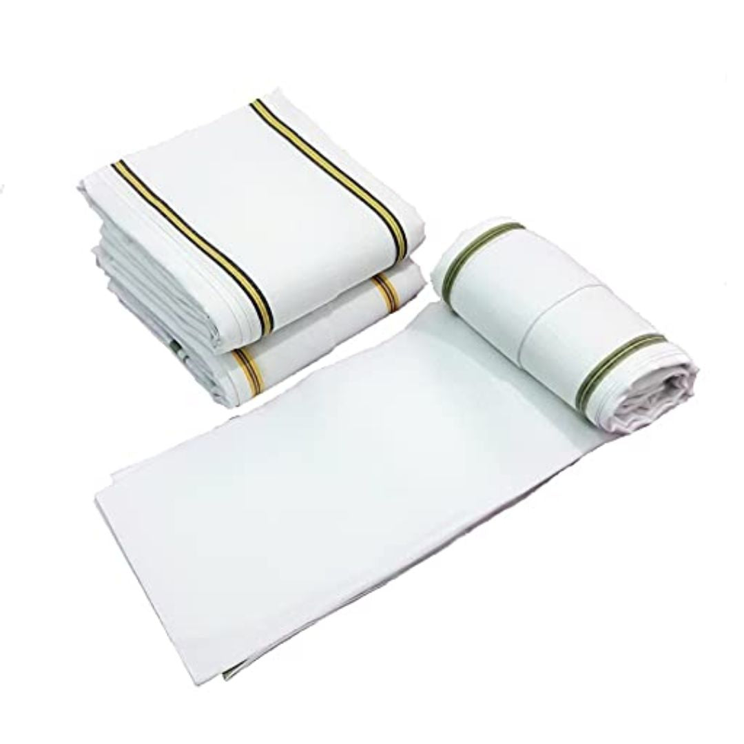 White Cotton Gamcha | Traditional White Gamcha | Multipurpose Cotton Gamcha For Men, Women & Kids (Design May Vary)