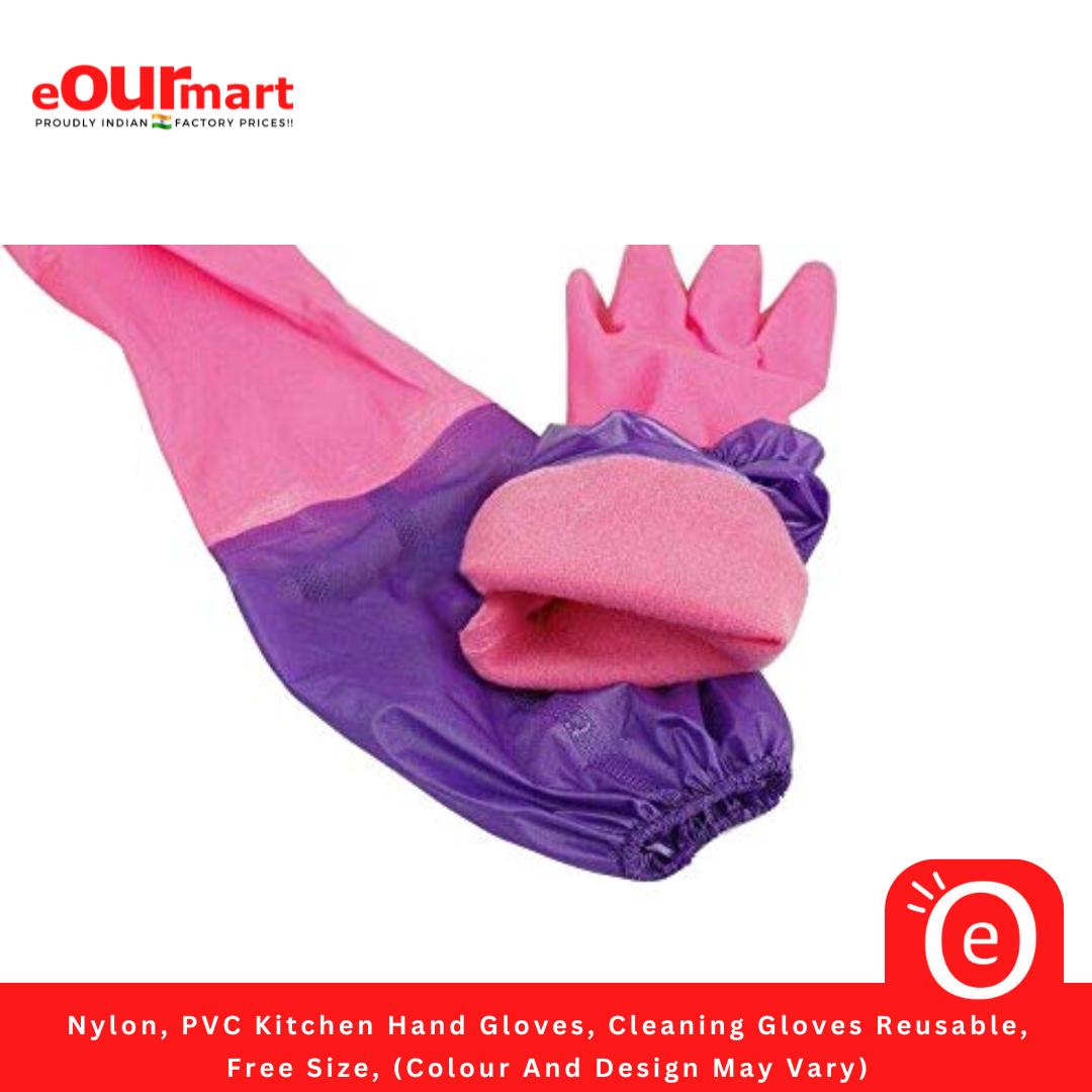 Nylon, PVC Kitchen Hand Gloves, Cleaning Gloves Reusable