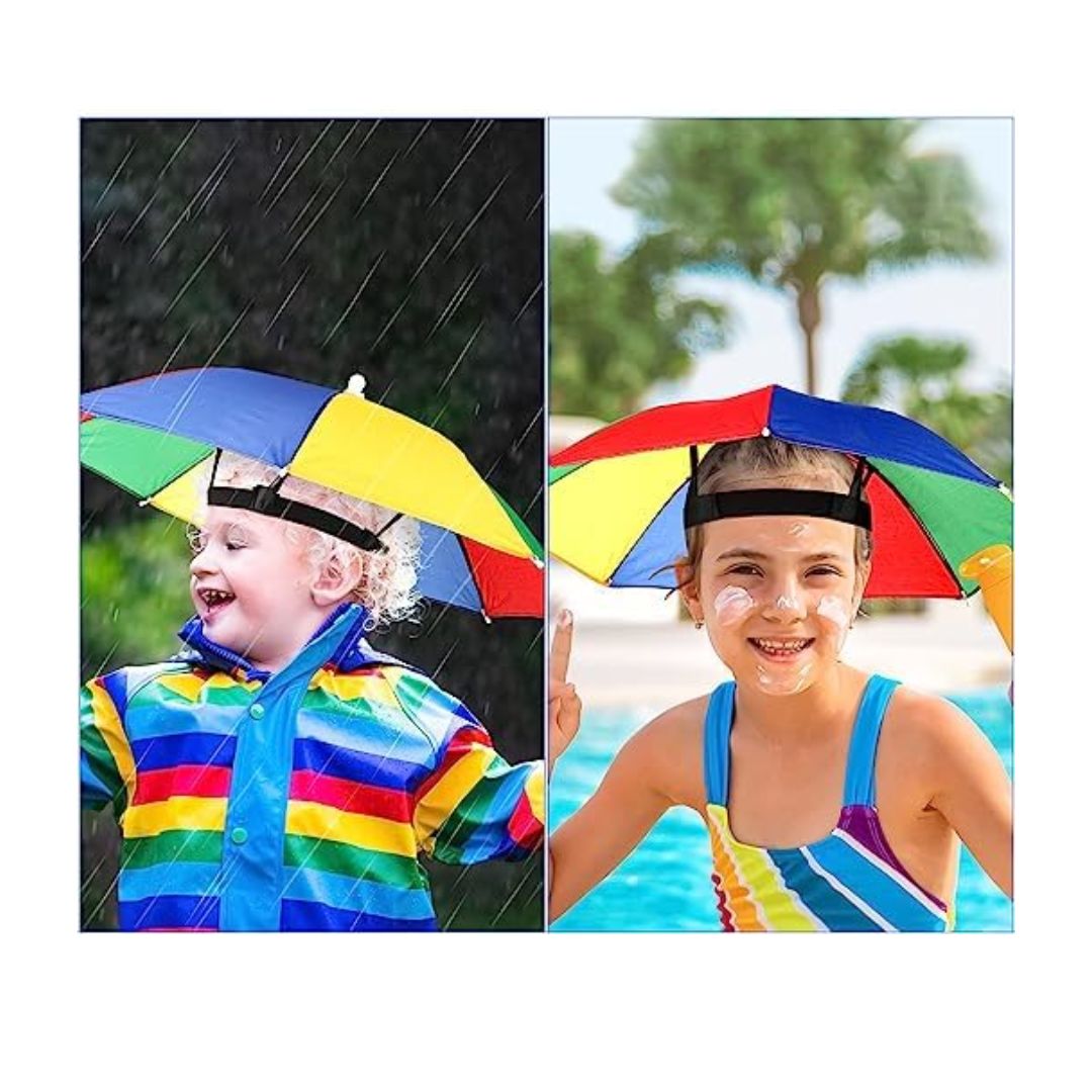 Umbrella Hands Free, Rainbow Colorful Hat Umbrella, Kids Umbrella (Multicolor)