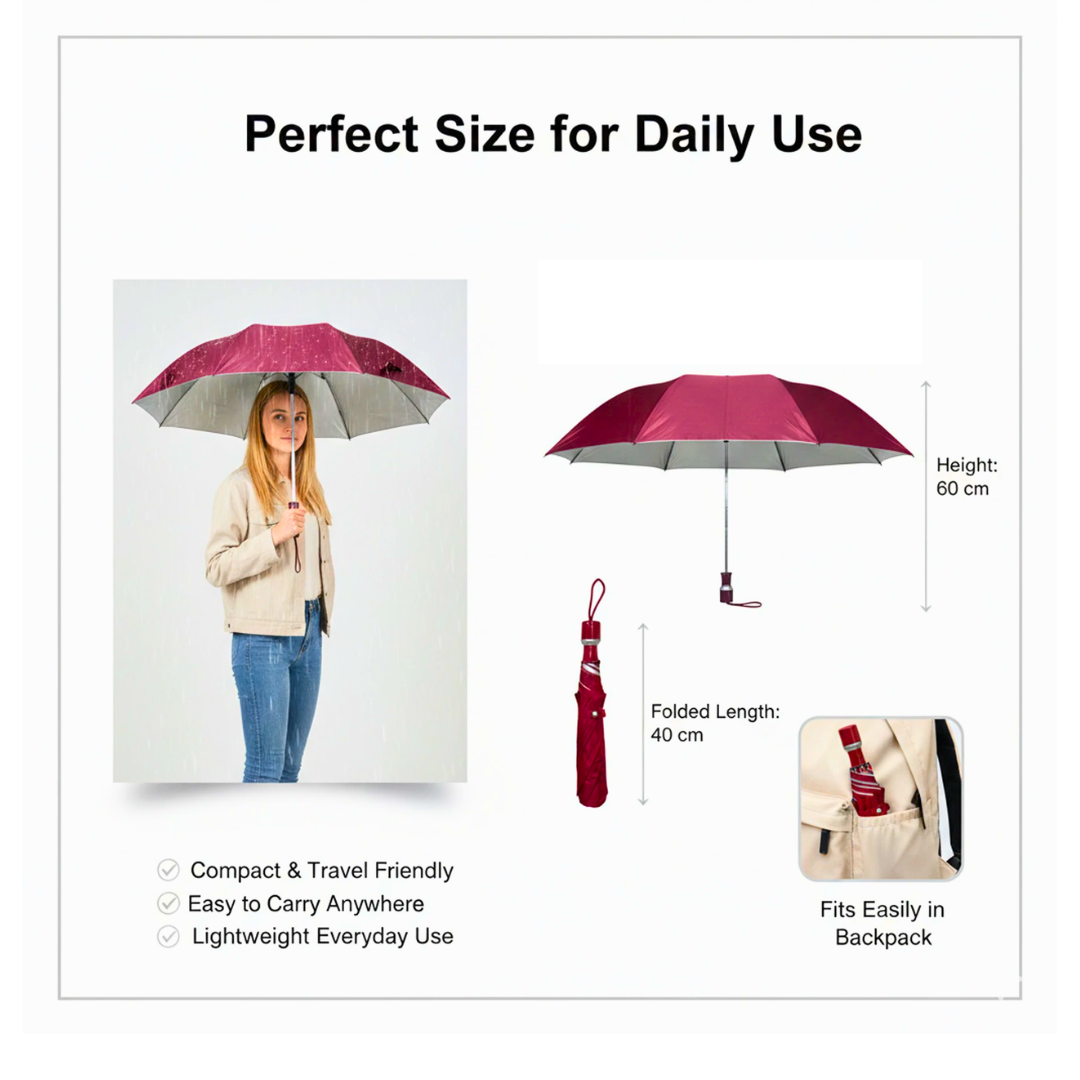 Buy Online Umbrella 2 Fold 21 inch, Manual @90/- Factory Price - All India Delivery, Multicolor (Handle Design May Vary)