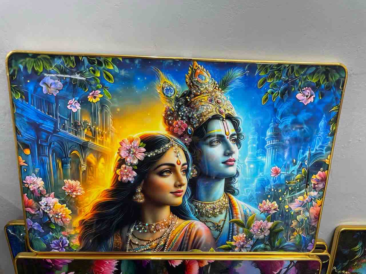 Golden MDF 12x18 Bubble Crystal Frame, For Diwali Gift, Size - 12x18 Inch , Mix Design