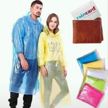 Unisex Disposable Rain Card poncho | Pocket Rain Coat for Emergency Use | Wallet Raincoat with Smallest Pocket Size| Foldable Easy to Carry & Use and Reusable | Multi Color Free Size Pack of 2