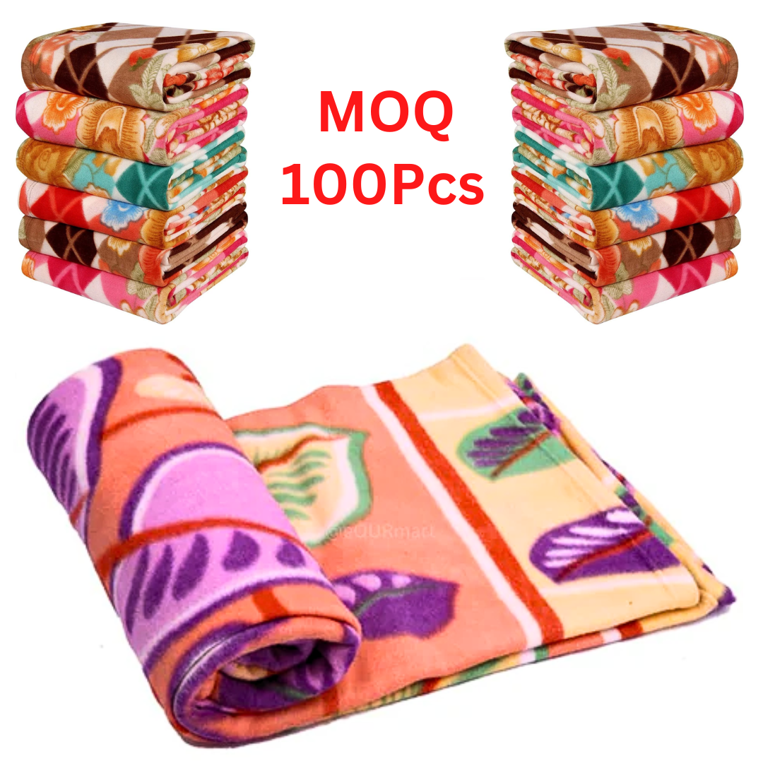 Floral Printed Fleece Blanket for Donation Donation Blankets At Wholesale Price (Floral Print) MOQ 100 Pcs