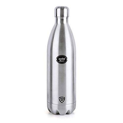 Cello Swift Stainless Steel Double Walled Flask, Hot and Cold (1000ml, Silver)