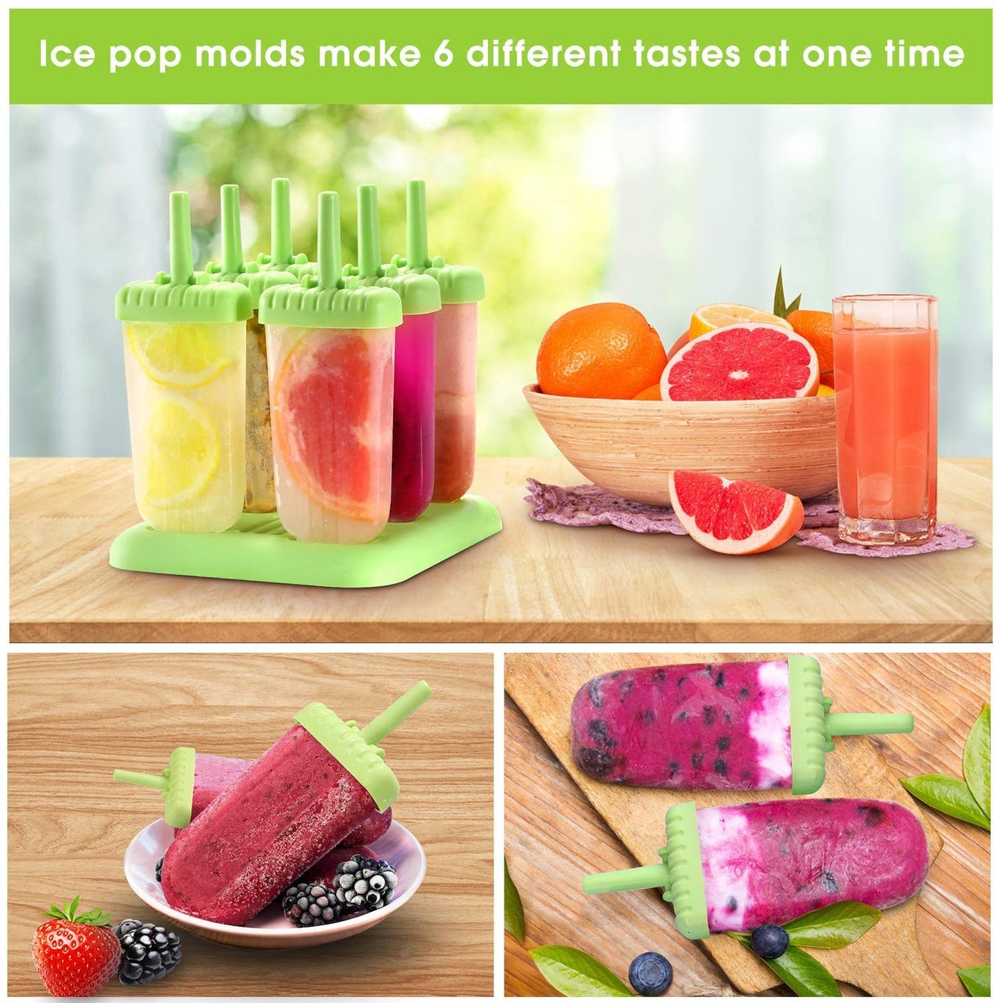 Ice Pop Makers, Homemade Frozen Ice Cream Mold with Tray