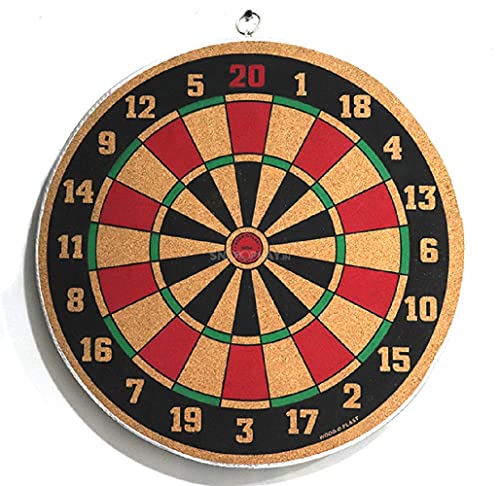 Wooden Dart Board (Color May Vary) (16 Inch with 6 Dart Pins)