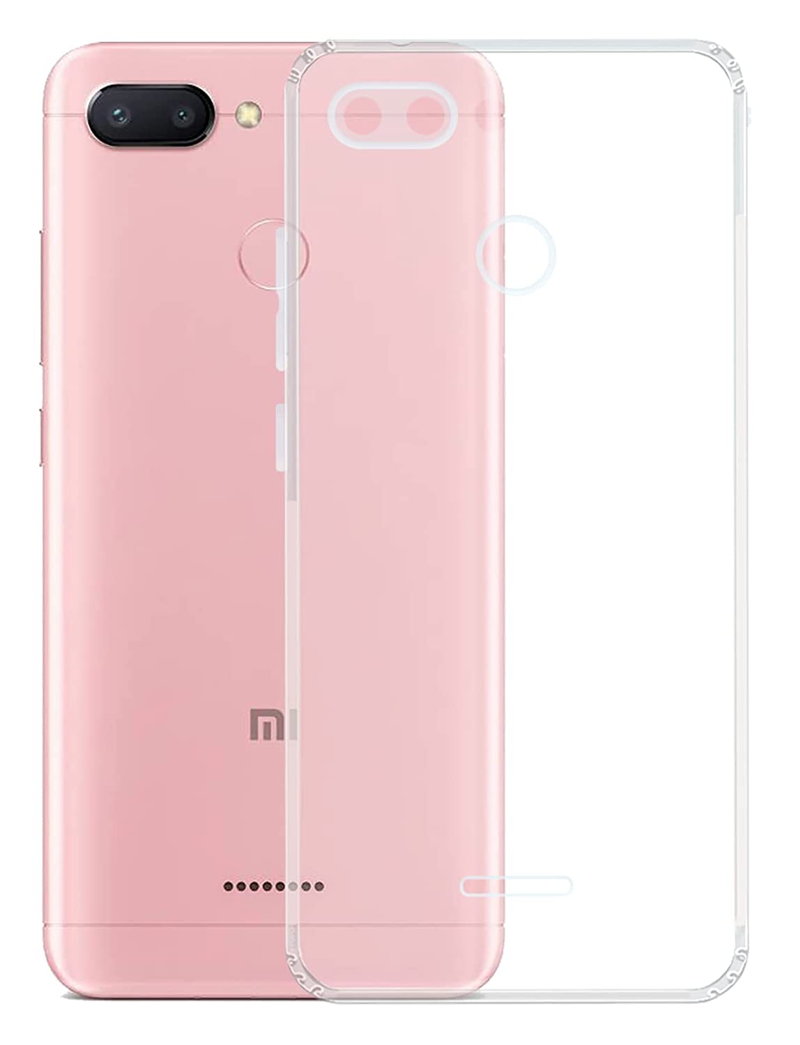 Silicone Mobile Back Cover for MI Redmi 6 (Transparent) Shockproof All Side Protection