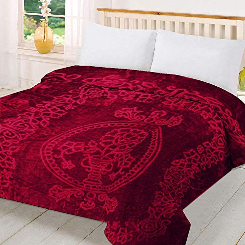 Mink Blanket, Pearl, Solid Color, Embossed, Double Bed, Maroon (color & Design may vary)