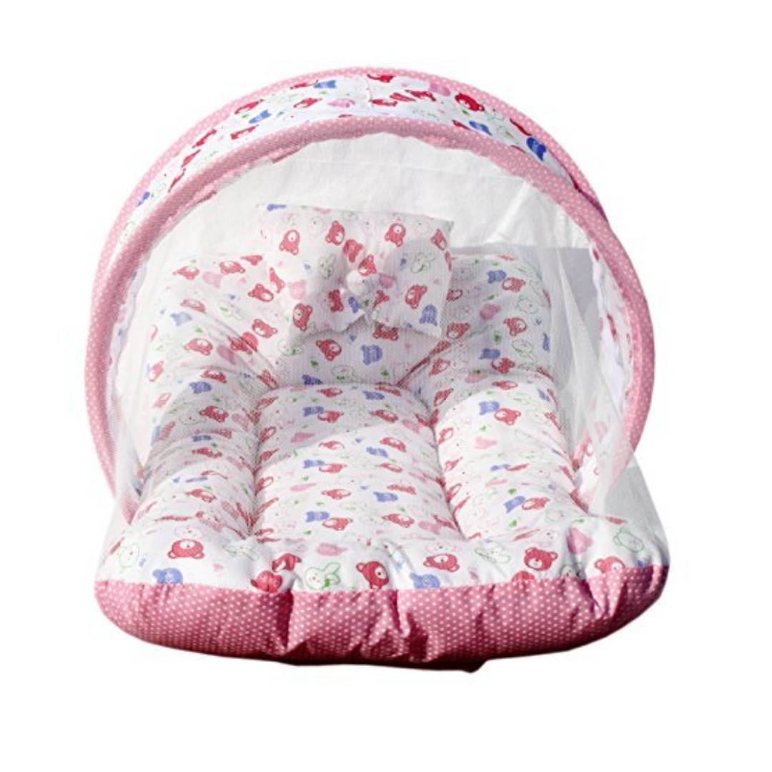 Baby Bed for New Born with Mosquito Net Baby Shower Gift Pack Multicolor