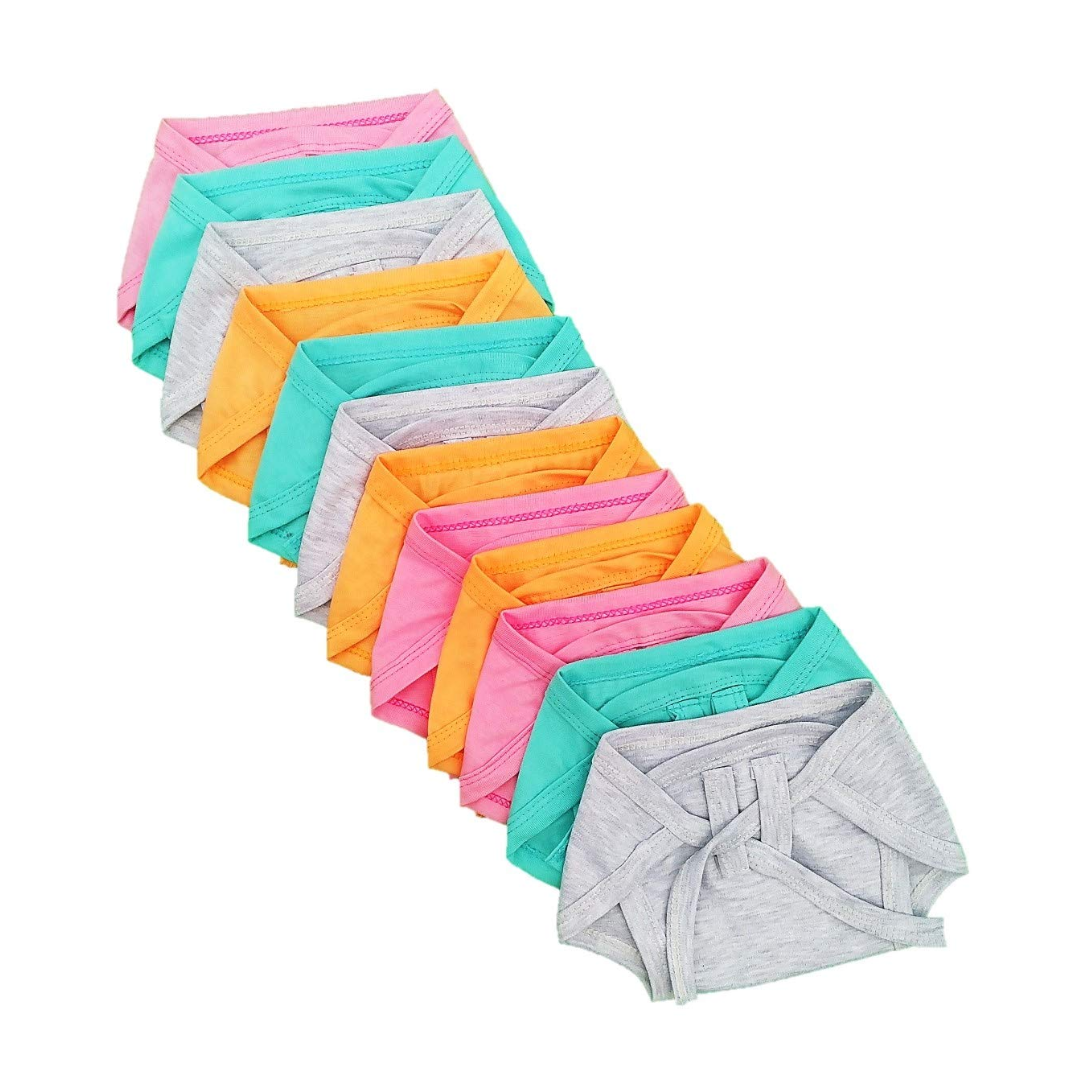 Washable Hosiery Diapers, Reusable Langot for New Born Baby (0-6 Months, Pack of 10)