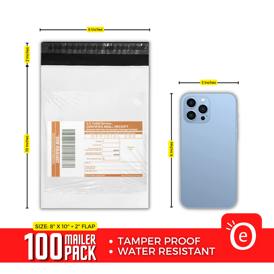 Tamper Proof Courier Bags, 8x10 Inch, Shipping Bags with Pocket