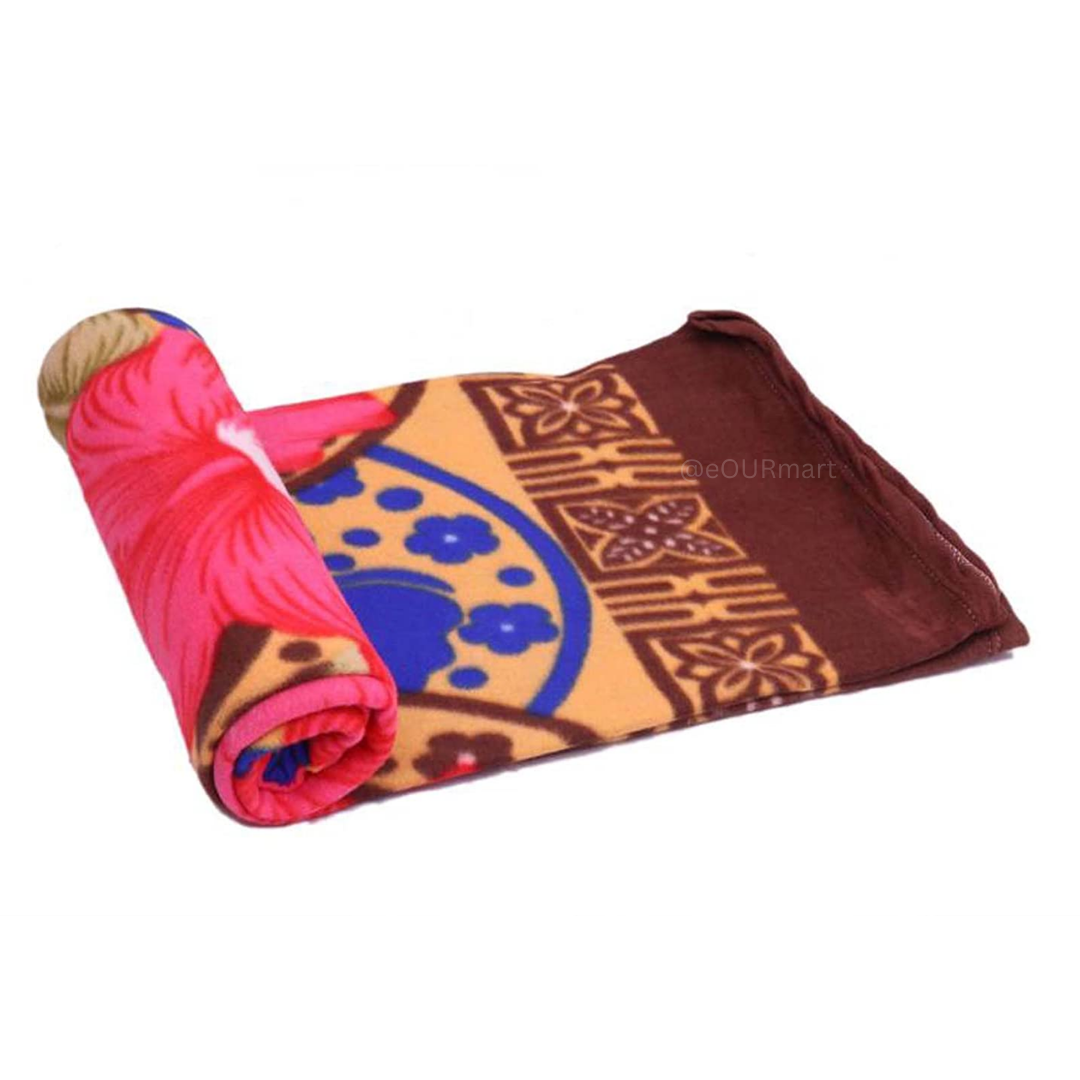 Blanket Single Bed Fleece Blanket, Floral Print, Multicolor (600 Grams)