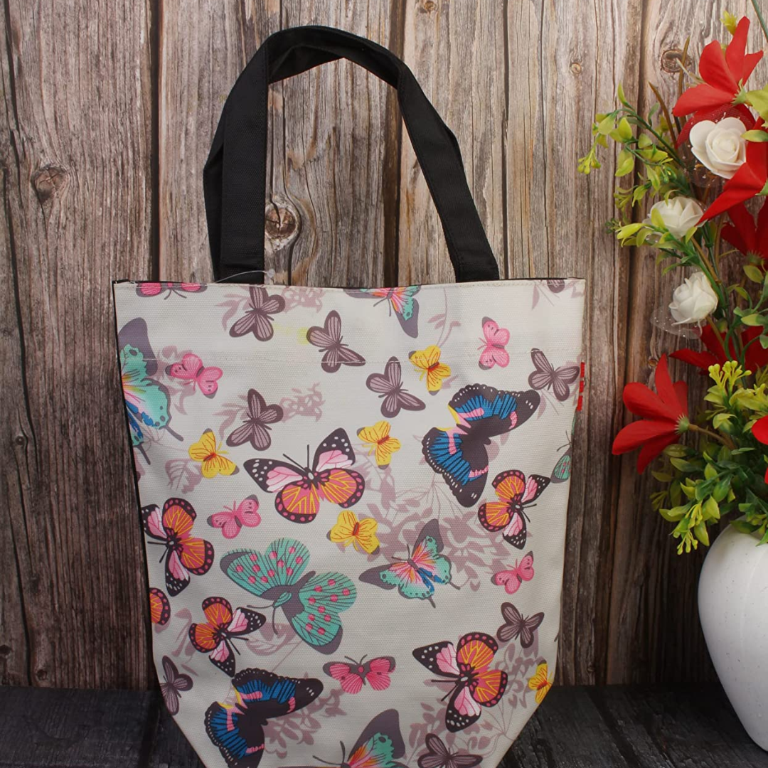 Floral Printed Shopping Bag, Polyester Reusable Grocery Bag(Color & Design May Vary)