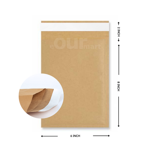 Paper Courier Bags,Plain  6x8 Inches, (PB-1, 100 Bags)