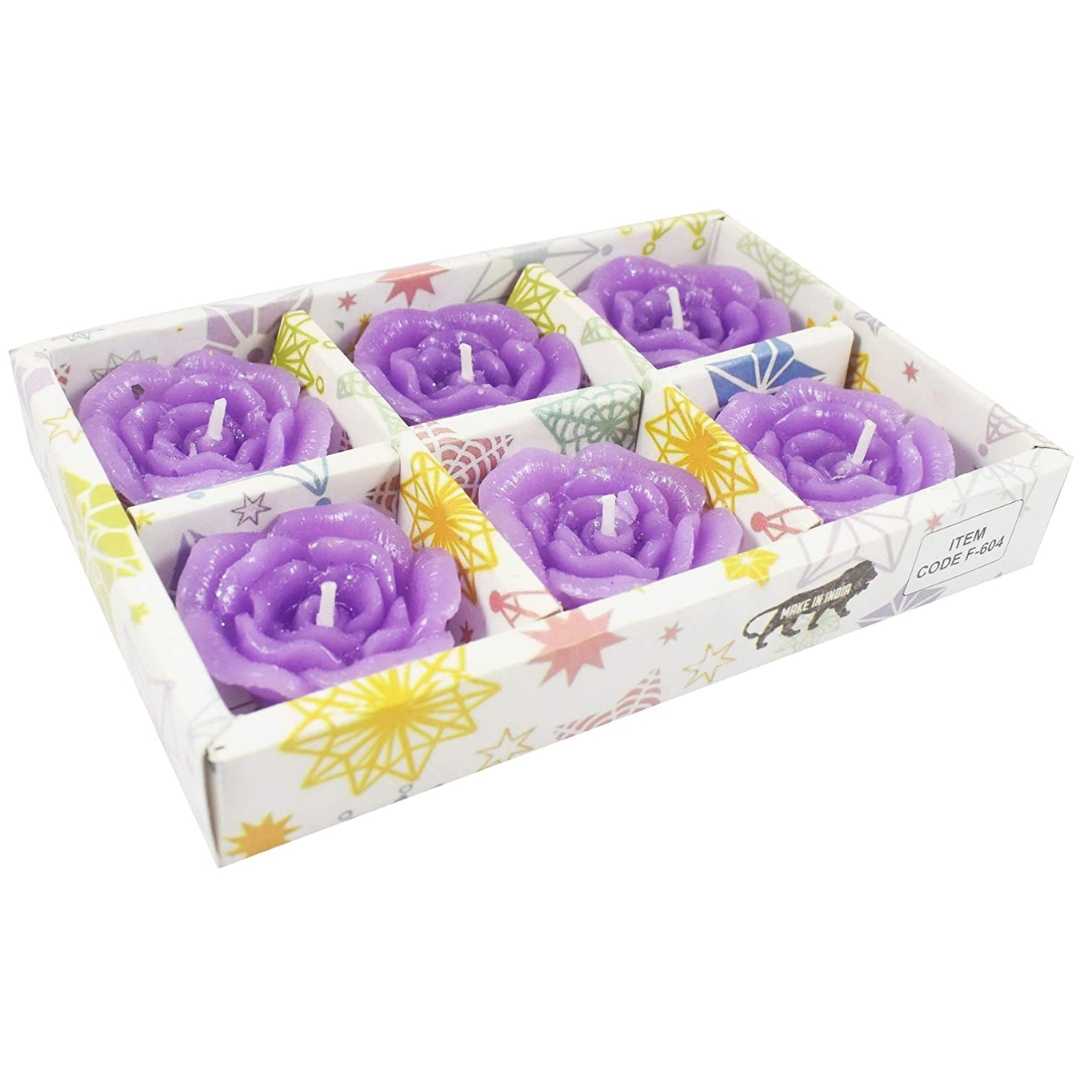 Diwali Candles For Home Decoration | Flower Shape Floating Tea Light Candles for Diwali Decoration, Multicolor (Set of 6)