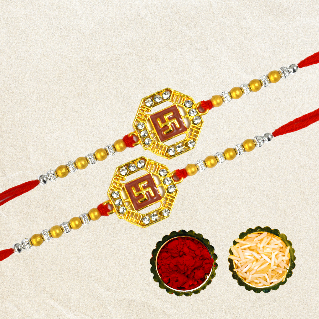 Special Swastik Rakhi, Raksha Sutra for Brother, Set of 2