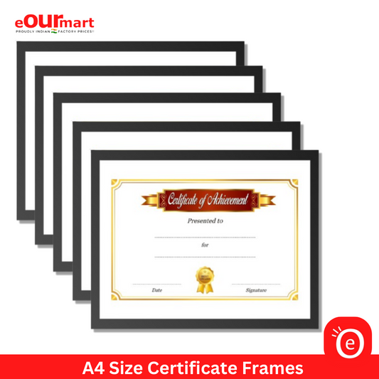 A4 Size Certificate Frame, 8x12 Inch Photo Frame @ 89.99 Set Of 5 Synthetic Wood Moulding Flexi Glass Black / Brown