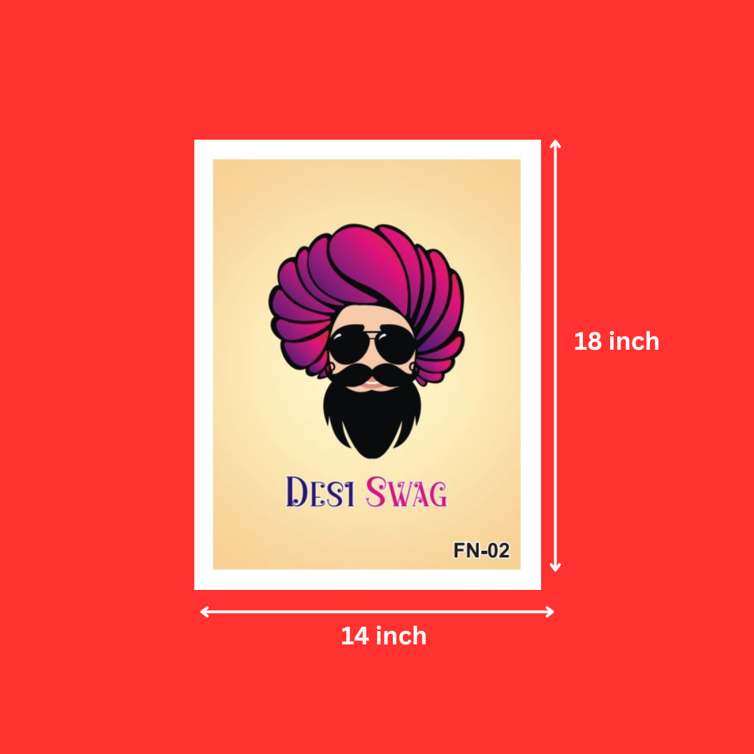 Short Funny Quotes Desi Swag White Frame for Wall, Restaurants, Bar, kitchen, room & office Decoration (14X18 Inch)