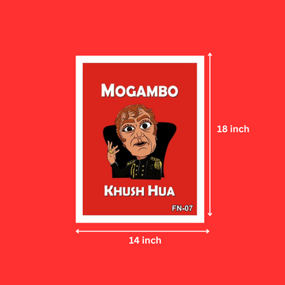 Funny Quote Mogambo Khush Hua Poster Photo Frame For Wall, Home, Office, Study Room Living Room Bedroom Decoration Without Glass (14X18 Inch)