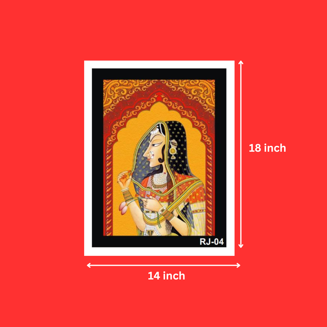 Rajasthani Culture White Frames | Rajasthani Wall Art online (14X18 Inch, 1Pcs)