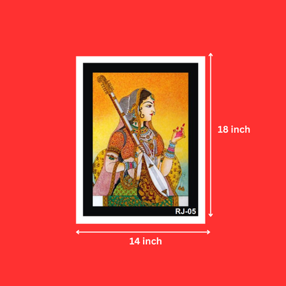 Rajasthani Folk Singer White Frame | Rajasthani Cultural Wall Posters (14X18 Inch, 1Pcs)