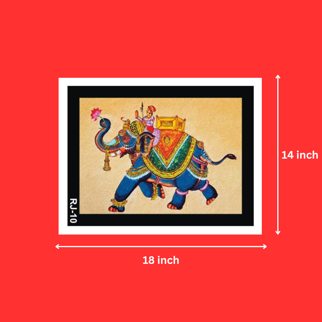 Rajasthani Traditional Elephant Riding Frames for Office, Living Room | Rajasthani Culture Frames (14X18 Inch, 1Pcs)
