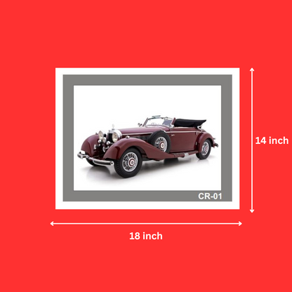 Wall Decor Vintage Cars Photo frames Assorted Wholesale @ ₹130 MOQ 50 Units | Old Cars, Classic Cars Frame with Laminated Digital Print Poster for Living Room and Office Wall Art (14X18 inch)