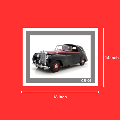 Vintage Car, Classic Cars Hanging Wall Art Laminated Digital Print with White Frame (14X18 Inch, 1Pcs)