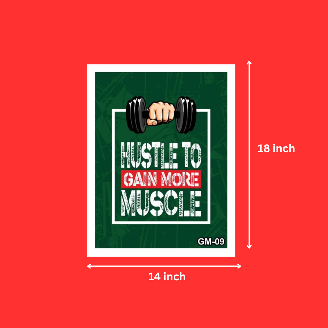 Wall Decor GYM Quote Photo frames Assorted Wholesale @ ₹130 MOQ 50 Units | Bodybuilding Quotes Hustle To Gain More Muscle White Frame | Gym Quotes wall Decor (14X18 Inch)
