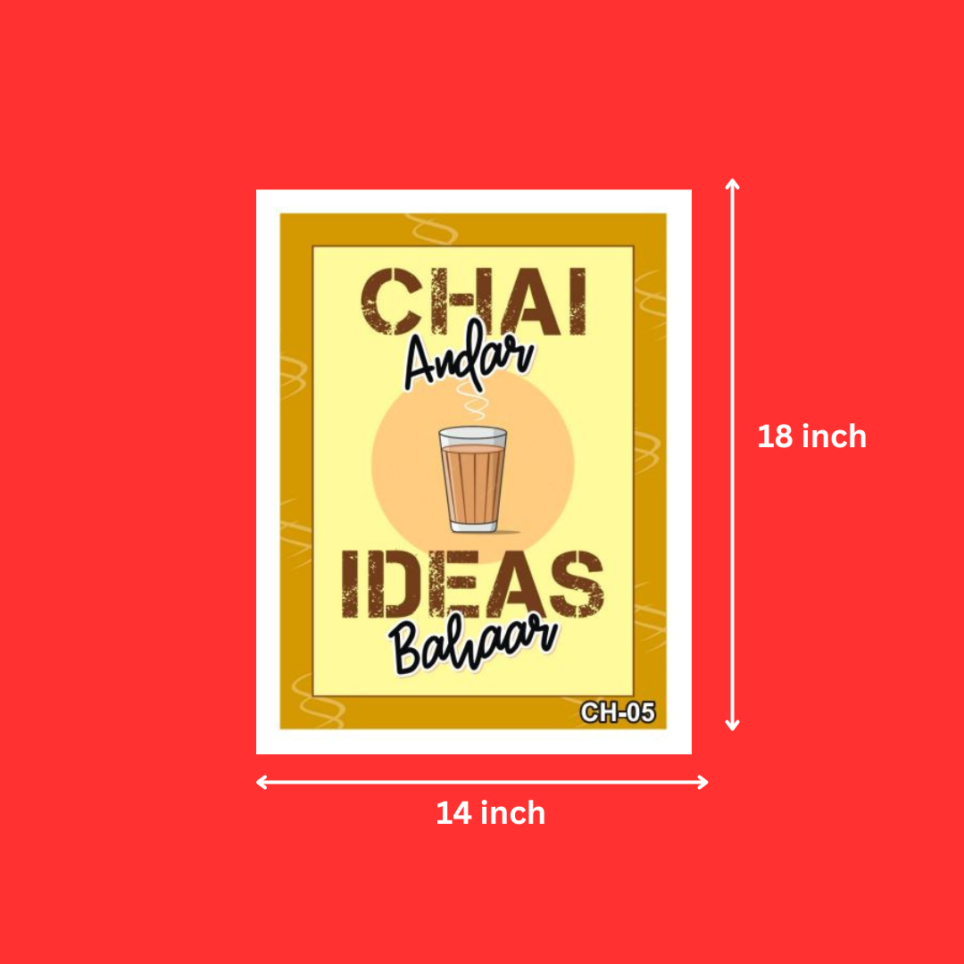 Chai Funny Quote Chai Andar Ideas Bahaar Framed Wall Poster (14X18 Inch, 1Pcs)