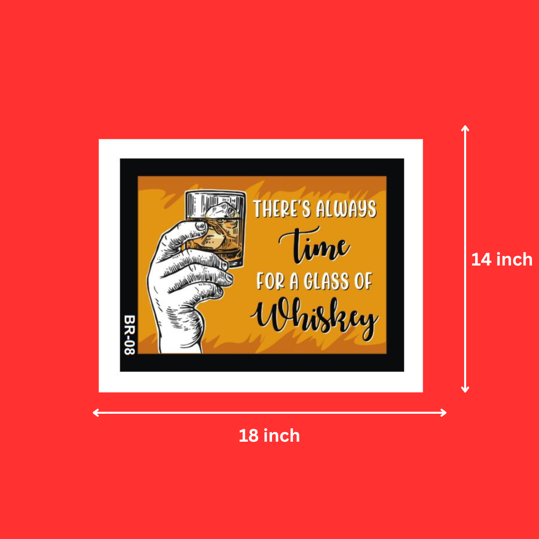 Wall Decor Bar Quote Photo frames Assorted Wholesale @ ₹130 MOQ 50 Units | Bar Quote There's Always Time For A Glass Of Whiskey White Photo Frame ( 14X18 Inch)
