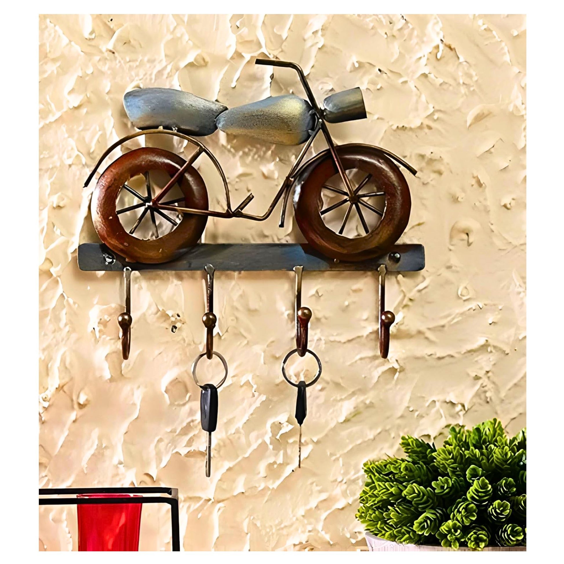 Metal Wall Art Brown Bike Hooks Metal Bike Wall Decor Best For Living Room And Bedroom (14 X X 10 Inch)
