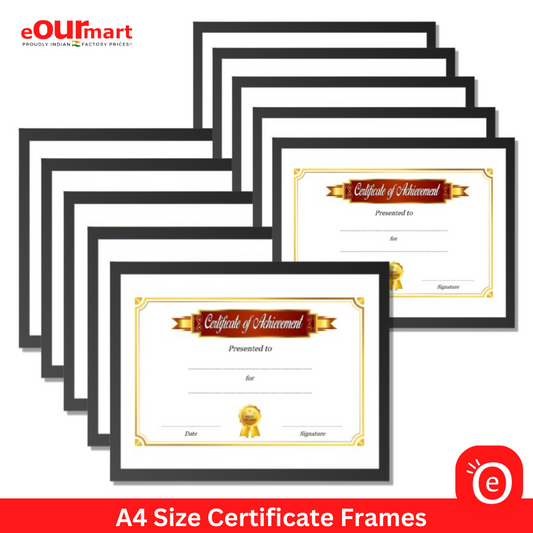 A4 Size Certificate Frame, 8x12 Inch Photo Frame @69.99 Set Of 10 Synthetic Wood Moulding Flexi Glass Black / Brown