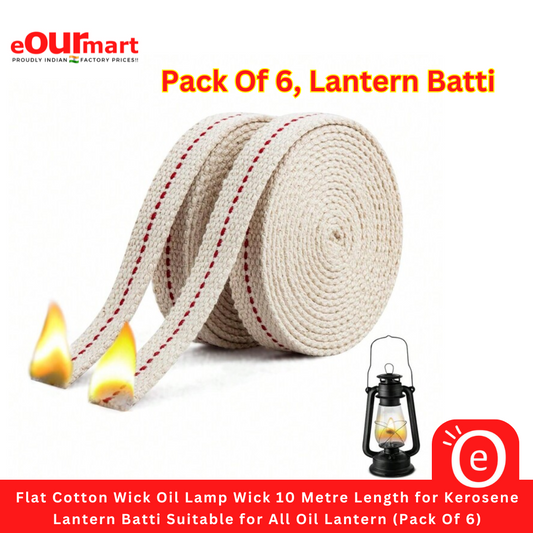 Flat Cotton Wick Oil Lamp Wick 10 Metre Length for Kerosene Lantern | Batti Suitable for All Oil Lantern (Pack Of 6)