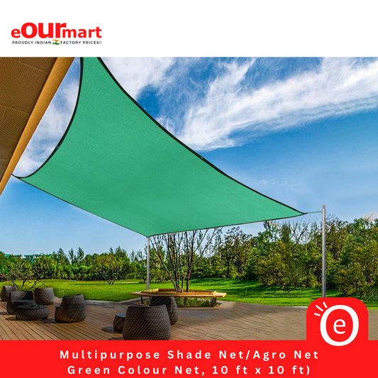 Multipurpose Shade Net/Agro Net | Green Colour Net, 10 ft x 10 ft)
