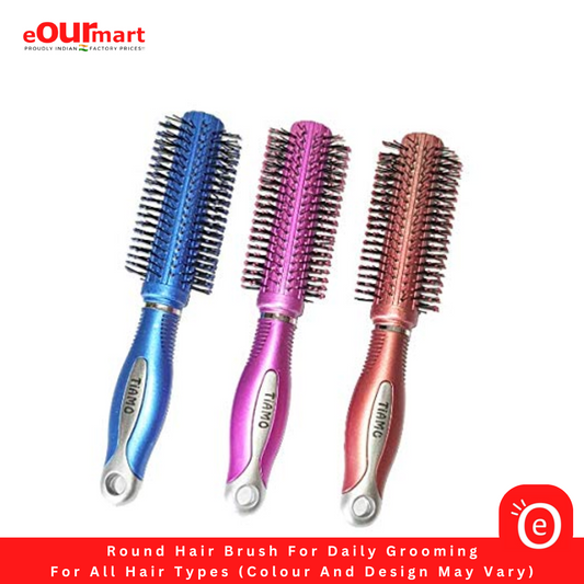 Round Hair Brush For Daily Grooming | For All Hair Types (Colour And Design May Vary)