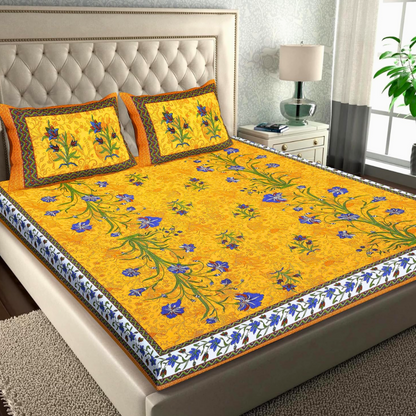 Diwali Gift Double Bed Bedsheet under ₹ 199 | Cotton 85×90 Inch, Multicolor
