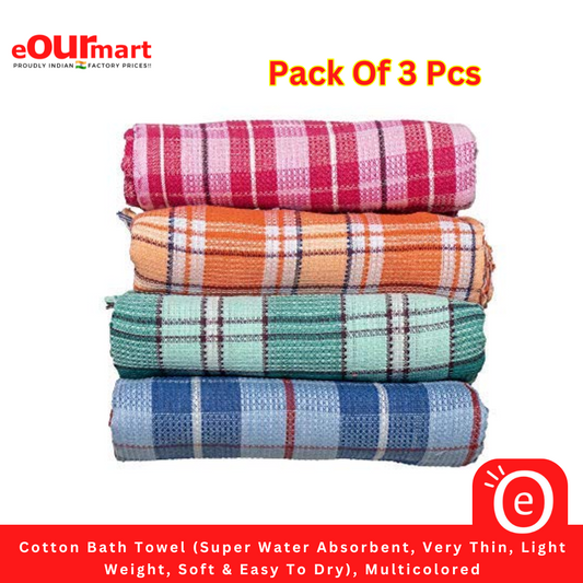 Cotton Bath Towel (Super Water Absorbent, Very Thin, Light Weight, Soft & Easy To Dry), Multicolored