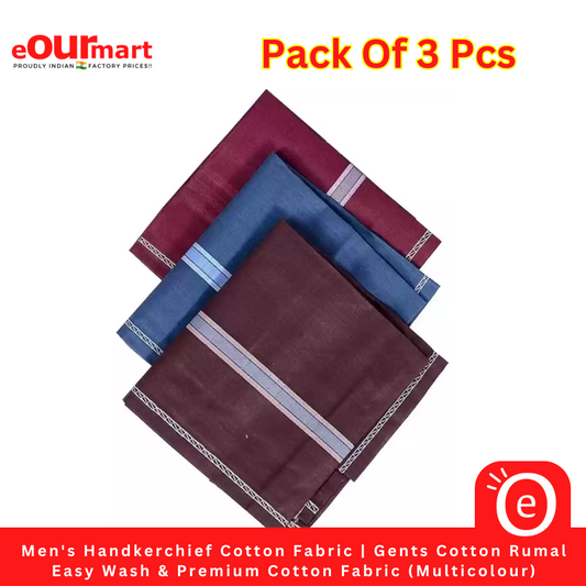 Men's Handkerchief Cotton Fabric | Gents Cotton Rumal | Easy Wash & Premium Cotton Fabric (Multicolour)
