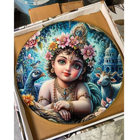 Golden MDF 16x16 Bubble Crystal Frame, For Diwali Gift, Size - 16x16 Inch , Mix Design