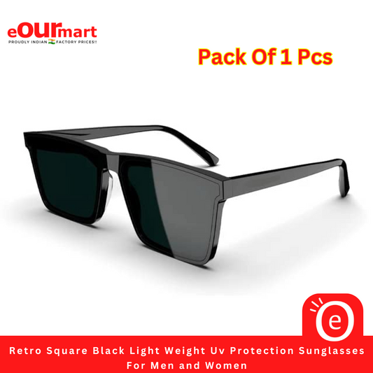 Retro Square Black Light Weight Uv Protection Sunglasses For Men and Women