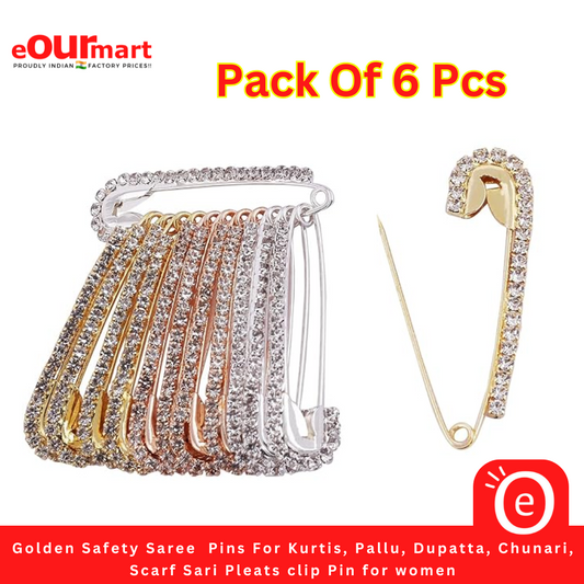 Golden Safety Saree  Pins For Kurtis, Pallu, Dupatta, Chunari, Scarf Sari Pleats clip Pin for women