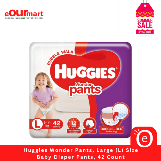 Huggies Wonder Pants, Large (L) Size Baby Diaper Pants, 42 Count