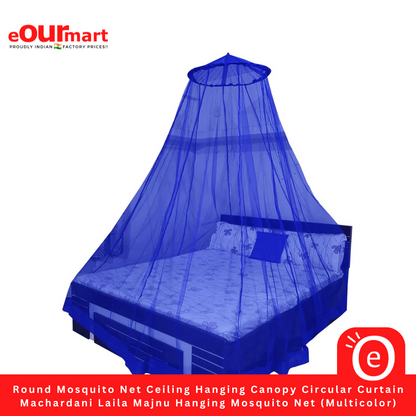 Round Mosquito Net, Ceiling Hanging Canopy, Circular Curtain Machardani | Laila Majnu Hanging Mosquito Net | Keeps Away Insects and Flies for Adults & Kids (Multicolor)