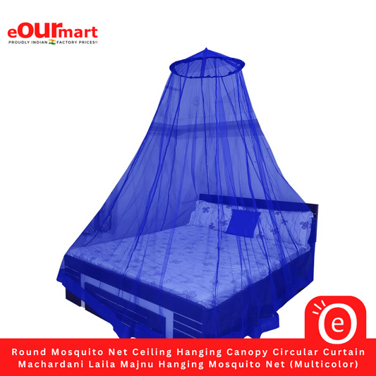 Round Mosquito Net, Ceiling Hanging Canopy, Circular Curtain Machardani | Laila Majnu Hanging Mosquito Net | Keeps Away Insects and Flies for Adults & Kids (Multicolor)